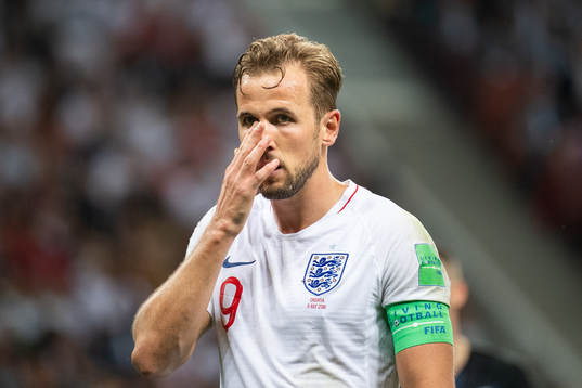 Harry Kane of England looks dejected