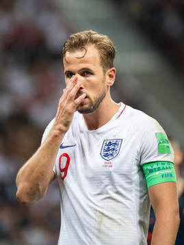 Harry Kane of England looks dejected