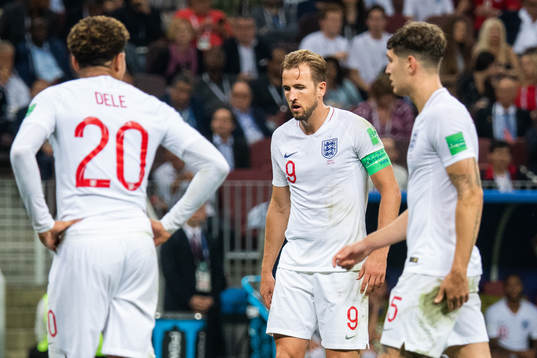 Harry Kane of England looks dejected