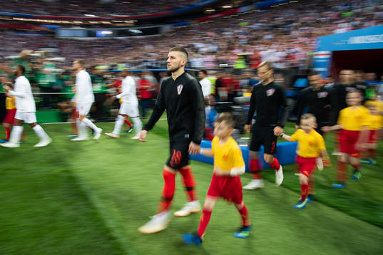 Ante Rebic of Croatia enters the pitch prior to the FIFA