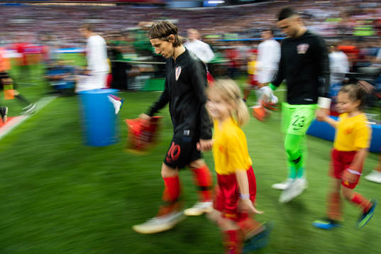 Luka Modric of Croatia enters the pitch prior to the FIFA