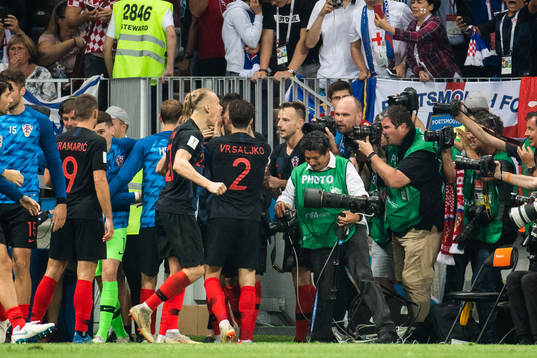 Mario Mandzukic of Croatia celebrate with team mates