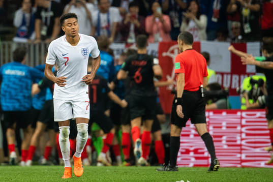Jesse Lingard of England looks dejected