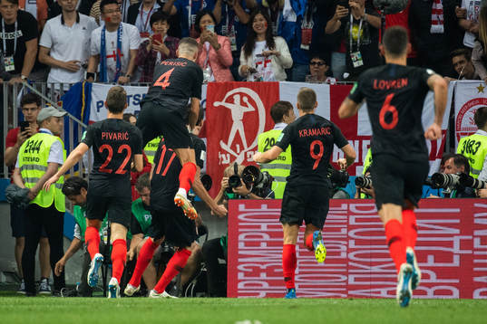 Mario Mandzukic of Croatia celebrate with team mates