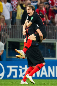 Luka Modric and Mario Mandzukic of Croatia celebrate