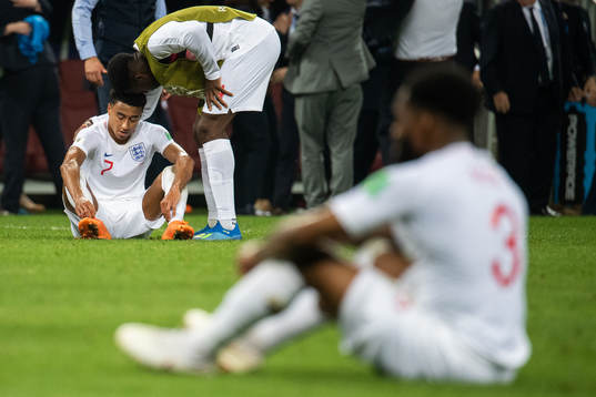 Jesse Lingard of England looks dejected