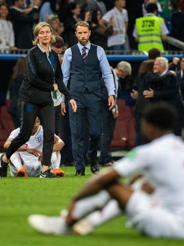 head coach Gareth Southgate of England looks dejected