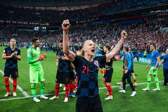 Domagoj Vida of Croatia celebrate
