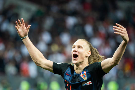 Domagoj Vida of Croatia celebrate