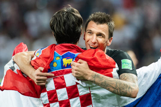 Mario Mandzukic of Croatia celebrate