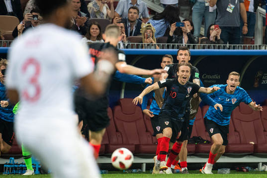 Luka Modric and Mario Mandzukic of Croatia celebrate