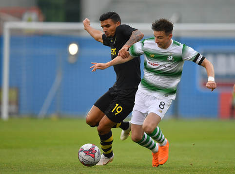 Ronan Finn of Shamrock Rovers in action against Ahmed Yasin