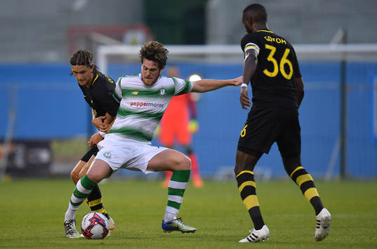 Sam Bone of Shamrock Rovers in action against Kristoffer