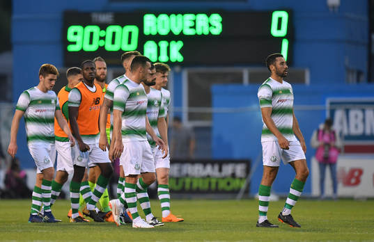 Shamrock Rovers players leave the pitch
