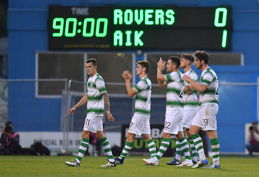 Shamrock Rovers players leave the pitch