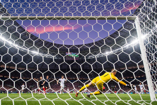 General view as goalkeeper Jordan Pickford of England makes