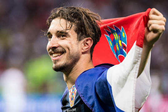 Sime Vrsaljko of Croatia celebrates