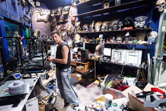 Igor Vladimir works with building the masks and bobys at