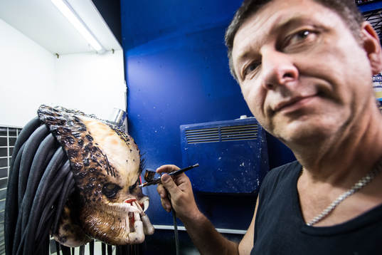 Igor Vladimir works with building the masks and bobys at