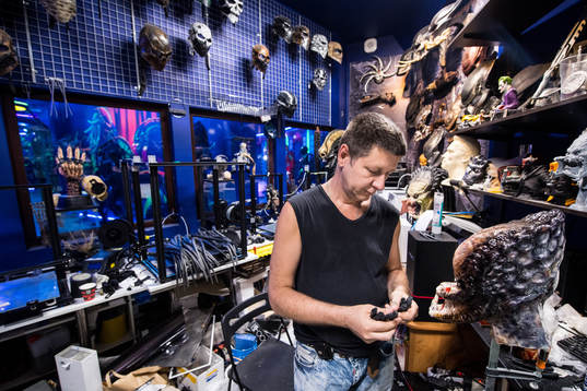 Igor Vladimir works with building the masks and bobys at