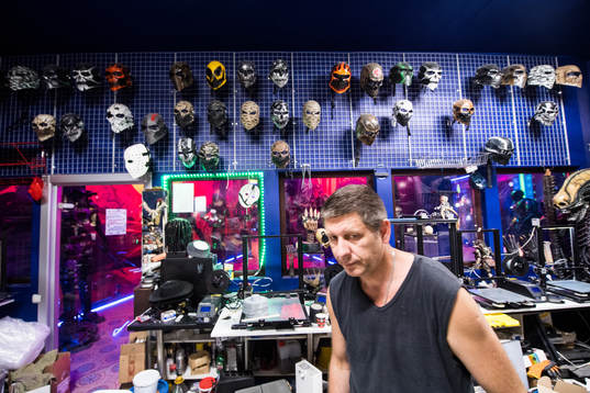Igor Vladimir works with building the masks and bobys at