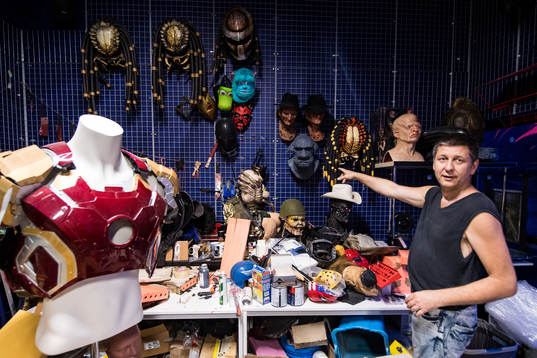 Igor Vladimir works with building the masks and bobys at