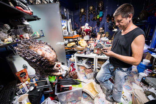Igor Vladimir works with building the masks and bobys at