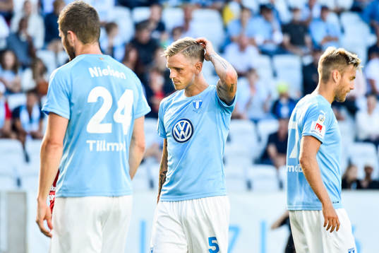 Malmö FFs Lasse Nielsen, Sören Rieks och Rasmus Bengtsson