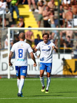 Norrköpings Simon Thern och Gudmundur Thorarinsson jublar