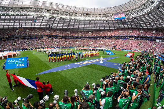 Players of France and of Croatia