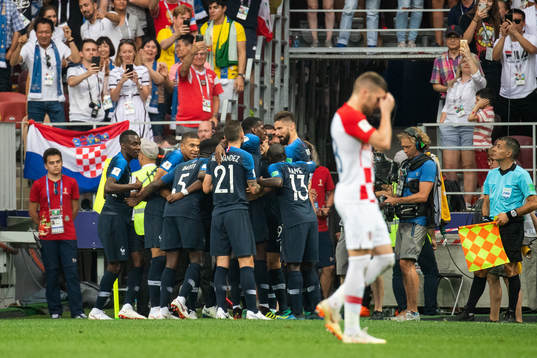 Lucas Hernandez of France celebrates with team mates