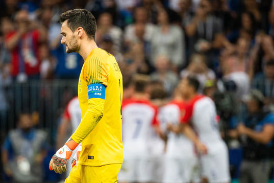 goalkeeper Hugo Lloris of France looks dejected