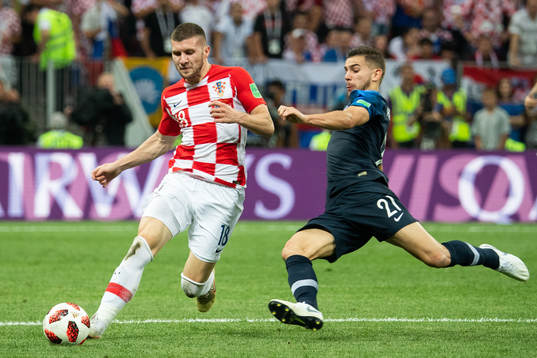 Ante Rebic of Croatia and Lucas Hernandez of France
