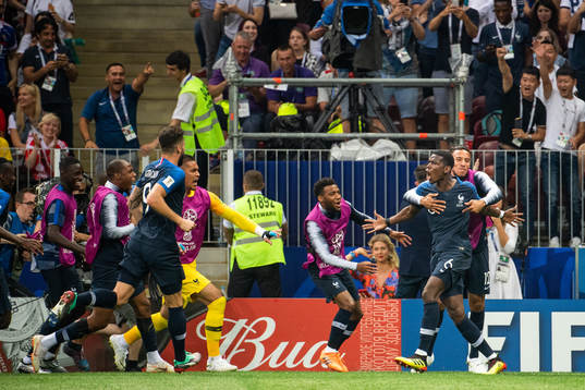 Paul Pogba of France celebrates with team mates