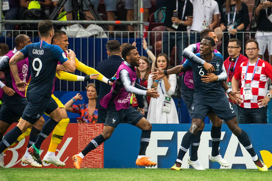 Paul Pogba of France celebrates with team mates
