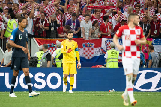 goalkeeper Hugo Lloris of France looks dejected
