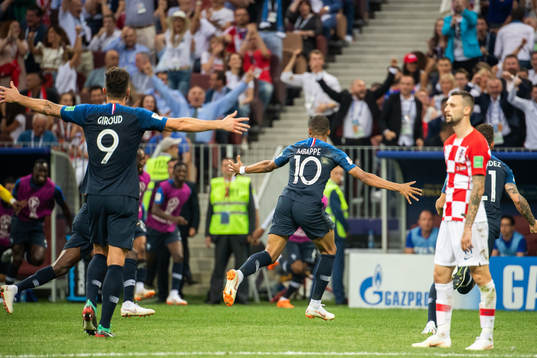 Kylian Mbappe of France celebrates