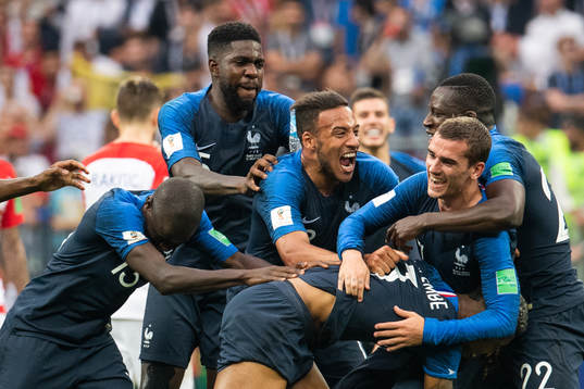 Players of France celebrate