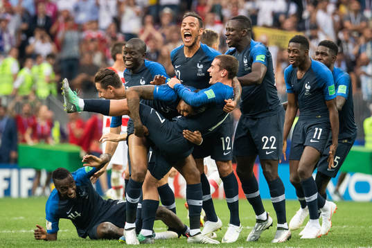 Players of France celebrate