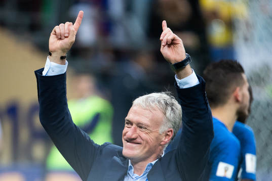 Head coach Didier Deschamps of France celebrate