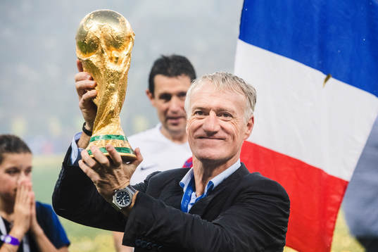 Head coach Didier Deschamps of France celebrates with the