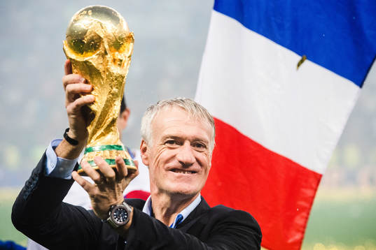 Head coach Didier Deschamps of France celebrates with the