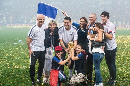 Head coach Didier Deschamps of France celebrates with the