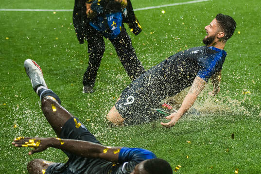 Olivier Giroud of France slides