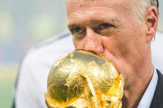 Head coach Didier Deschamps of France celebrate with the