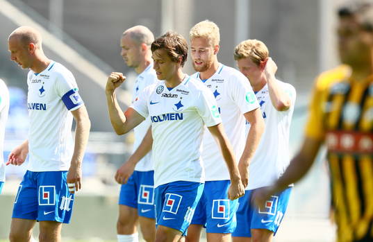 Norrköpings spelare jublaroch Häckens  deppar
