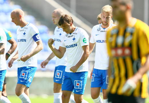 Norrköpings spelare jublaroch Häckens  deppar