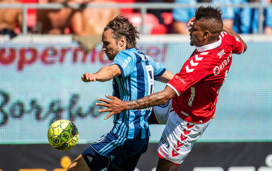Kalmars Mikael Dyrestam och Djurgårdens Kevin Walker