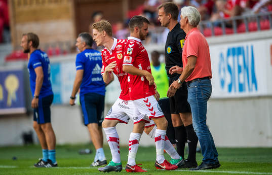 Kalmars Rasmus Elm och Måns Söderqvist samt tränare