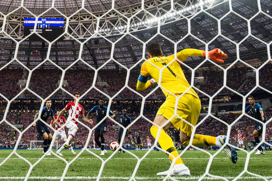 Goalkeeper Hugo Lloris of France and Mario Mandzukic of